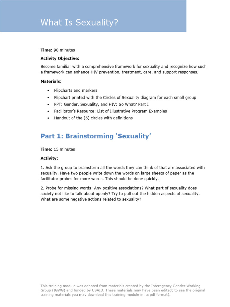 Understanding Sexuality and HIV Training | PDF | Human Sexuality ...