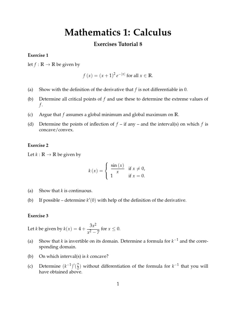 Math1+Calculus+ +tutorial+8+20242025 | PDF | Function (Mathematics ...