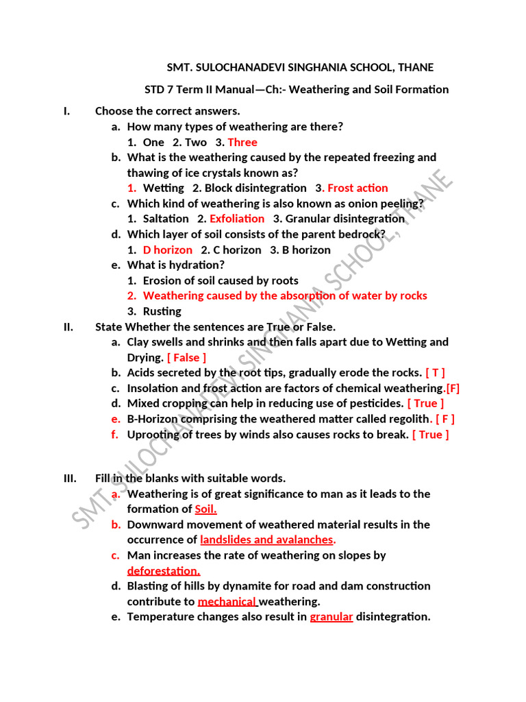 STD 7 Manual Weathering and Soil Formation | PDF | Weathering | Soil