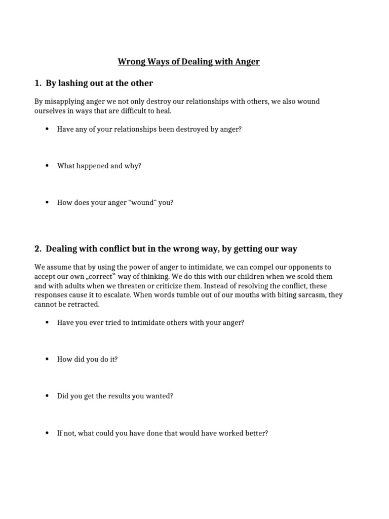 Misguided Anger Management Techniques | PDF