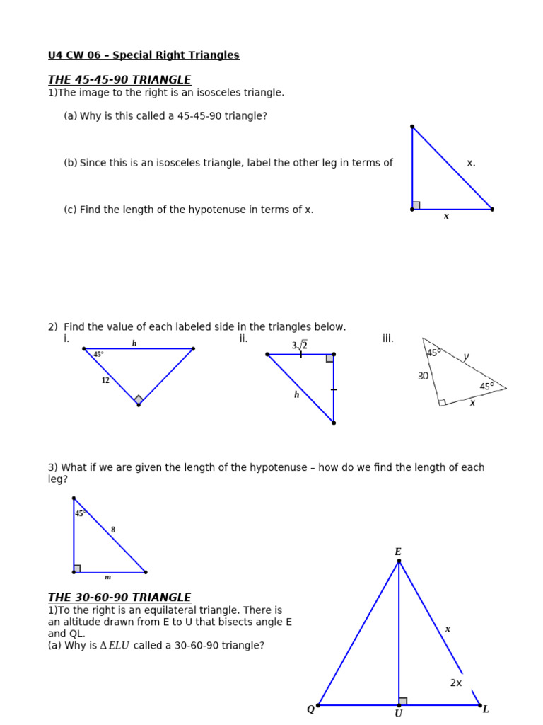 Special Right Triangles Guide | PDF | Triangle | Mathematics