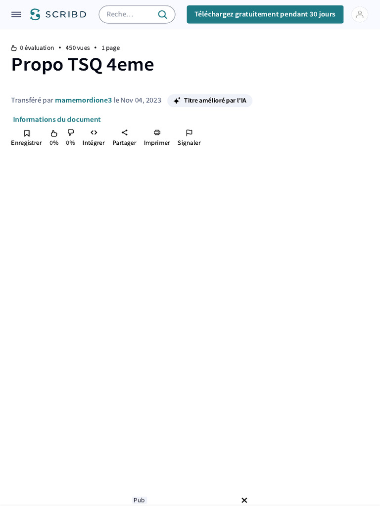 Proposition TSQ 4ème : Guide Complet | PDF