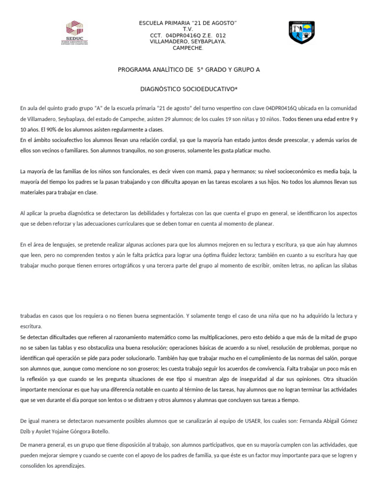 Plan Analitico Ejemplo Formato | PDF | Pensamiento | México
