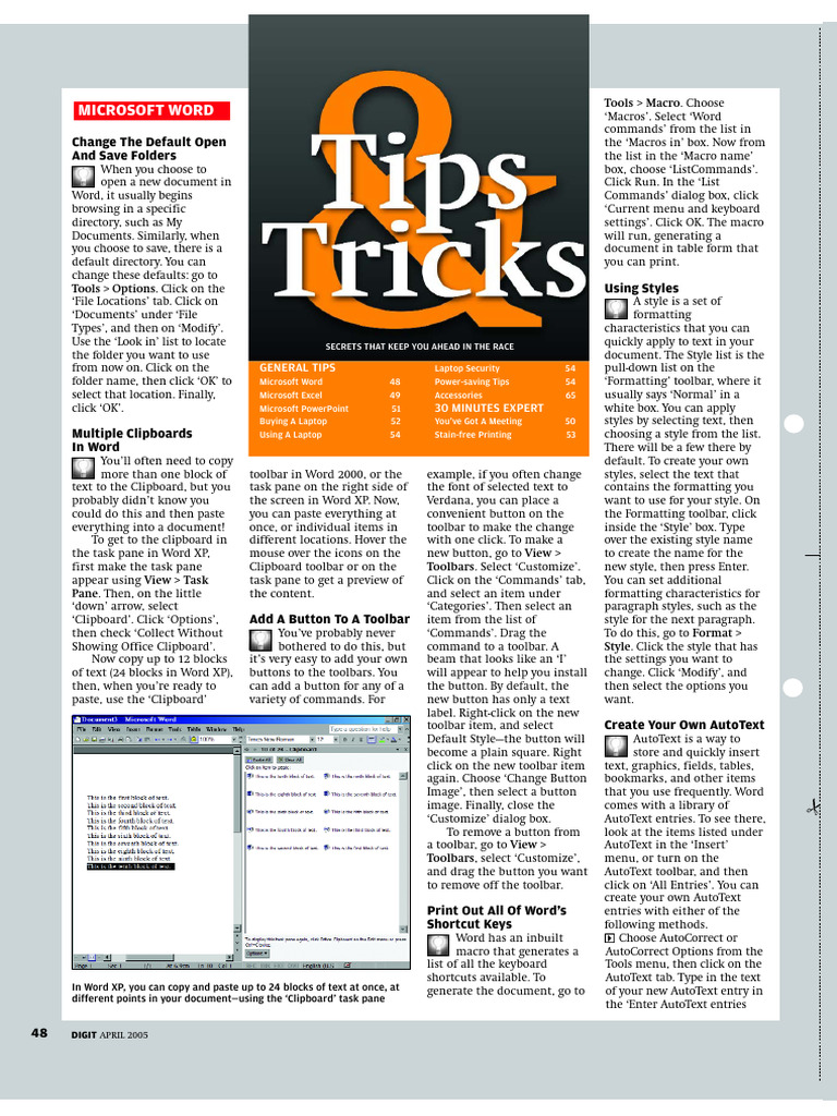 Microsoft office_Tips_and_Tricks | PDF | Laptop | Microsoft Excel