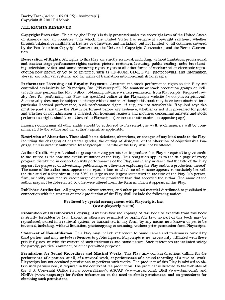 Boobytrap Pdf Copyright Royalty Payment