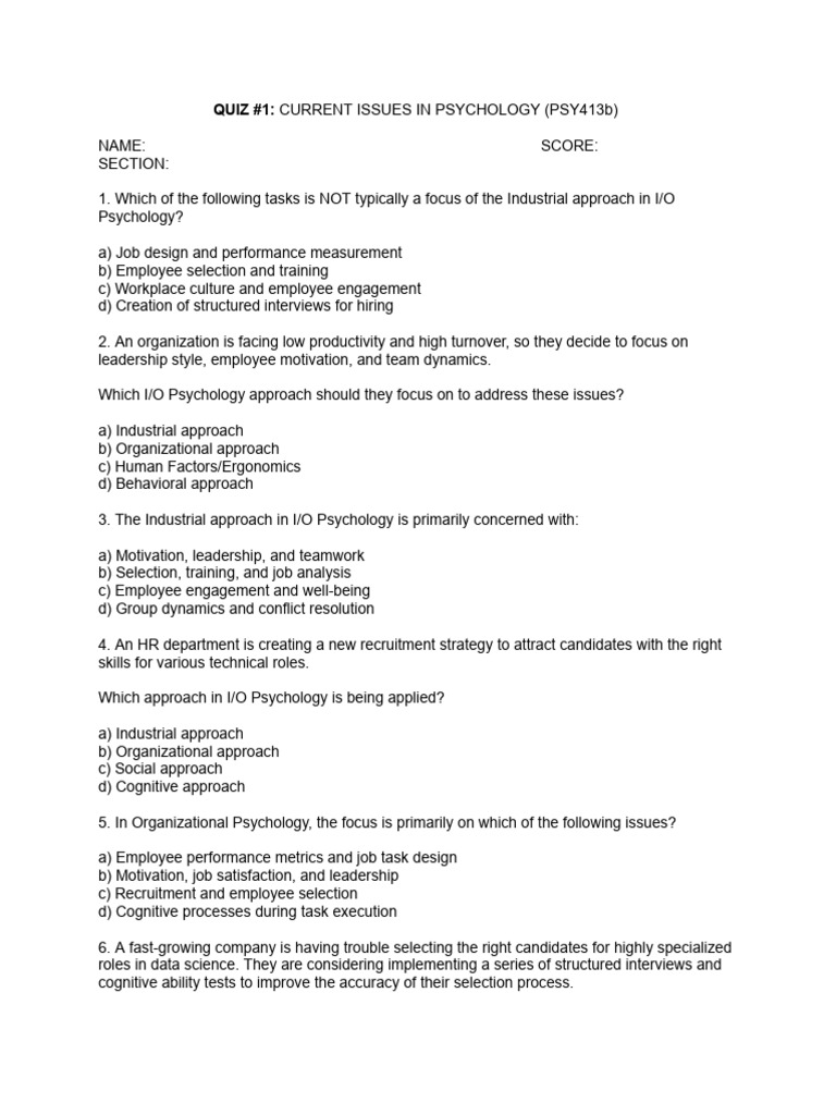 Quiz 1 io current issues in psychology pdf industrial and