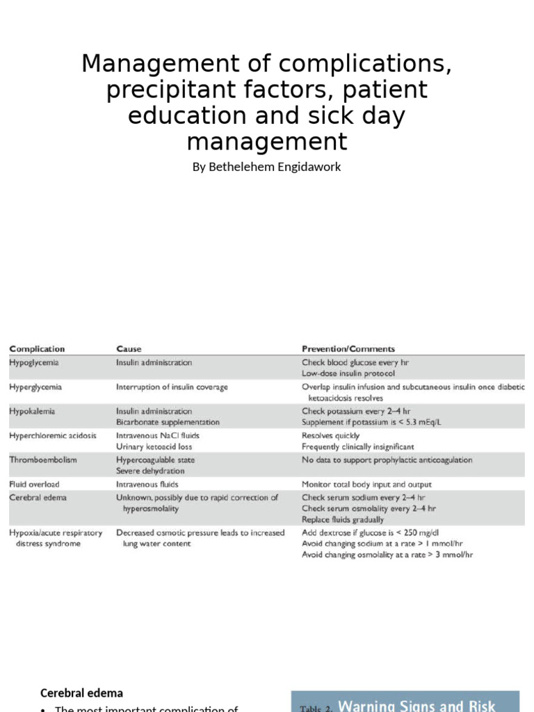 Management of Complications | PDF | Hypoglycemia | Medical Specialties