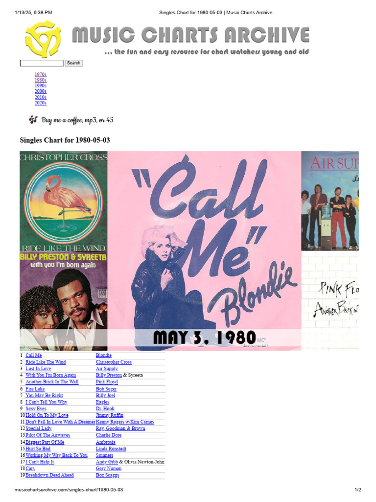 Singles Chart For 1980-05-03 - Music Charts Archive | PDF | Musicians ...