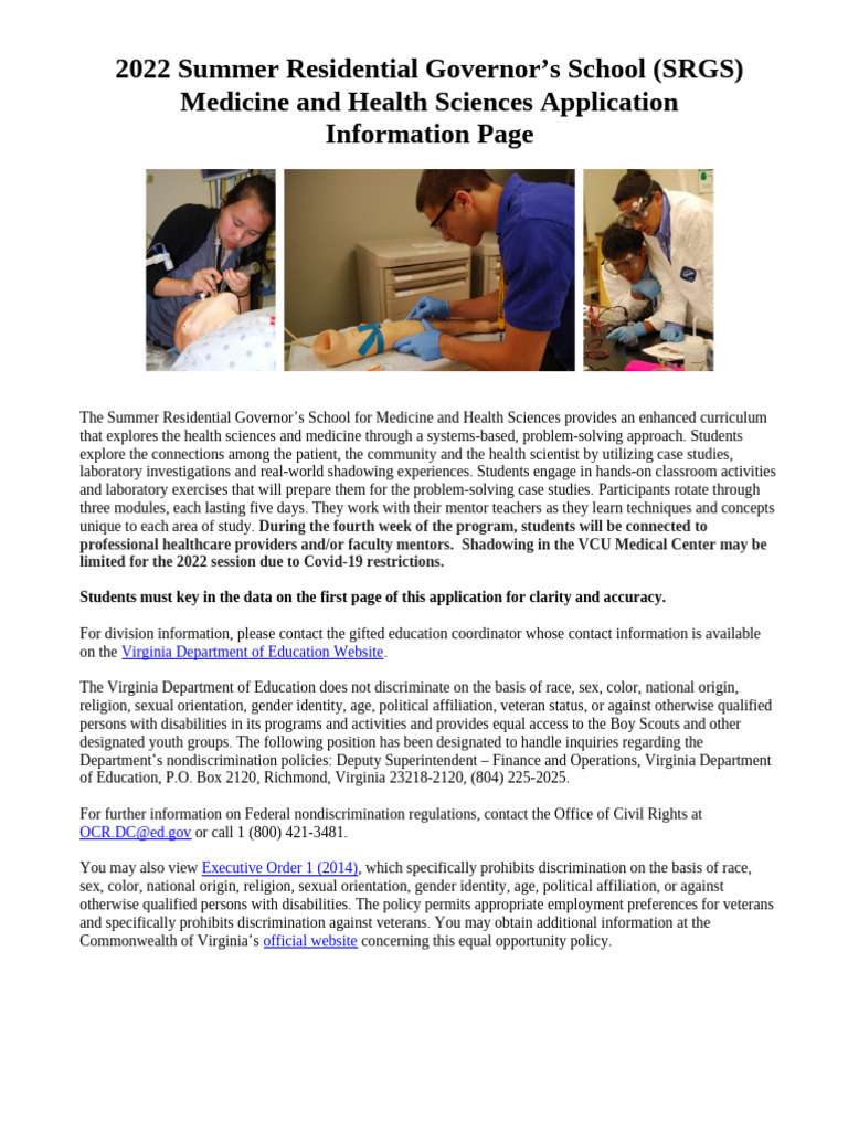 2022 SRGS Medicine & Health Sciences Application | PDF | Discrimination ...