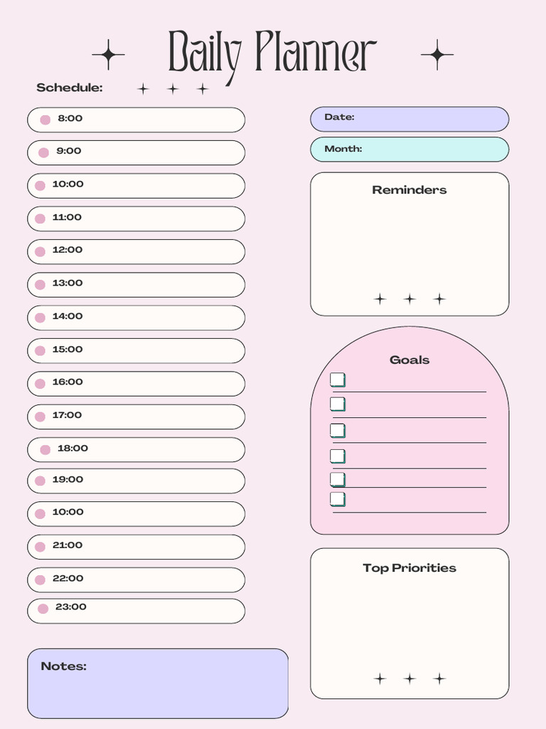 Pastel Minimalist Daily Planner Document A4 | PDF