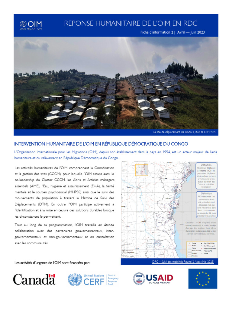 Intervention humanitaire OIM RDC 2023 | PDF | République démocratique ...
