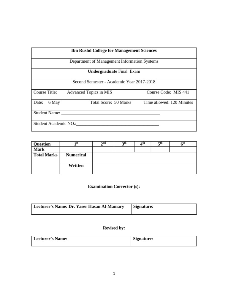 Advanced Topics in MIS Exam 2018 | PDF | Enterprise Resource Planning ...