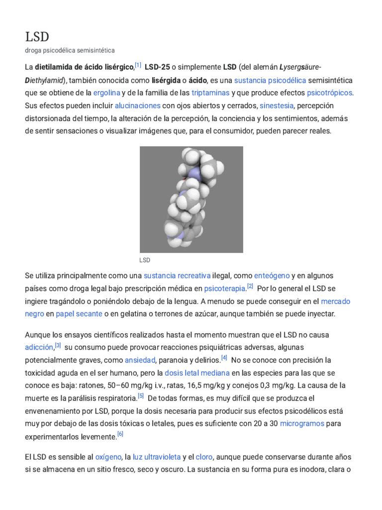 Efectos y usos del LSD psicodélico | PDF