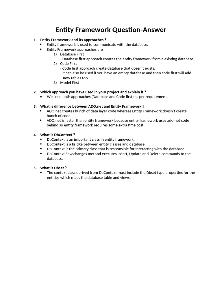 Entity Framework Approaches Explained | PDF
