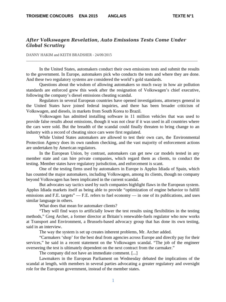 Volkswagen Emissions Scandal Insights | PDF | Automotive Industry ...