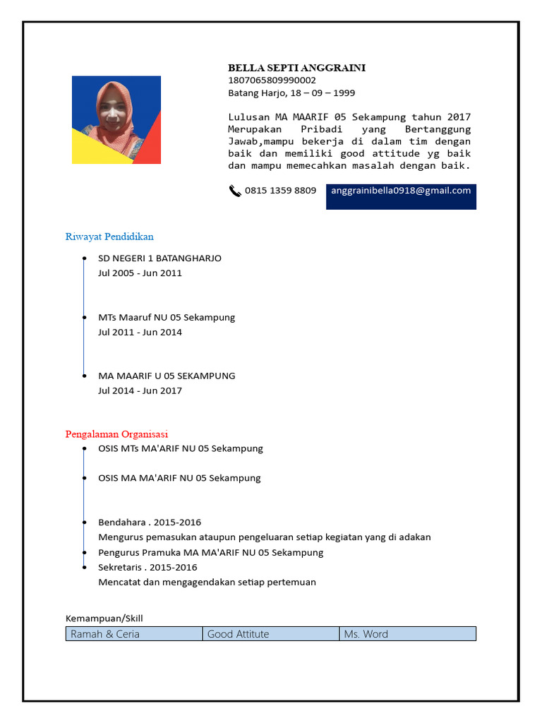 Profil Bella Septi Anggraini | PDF