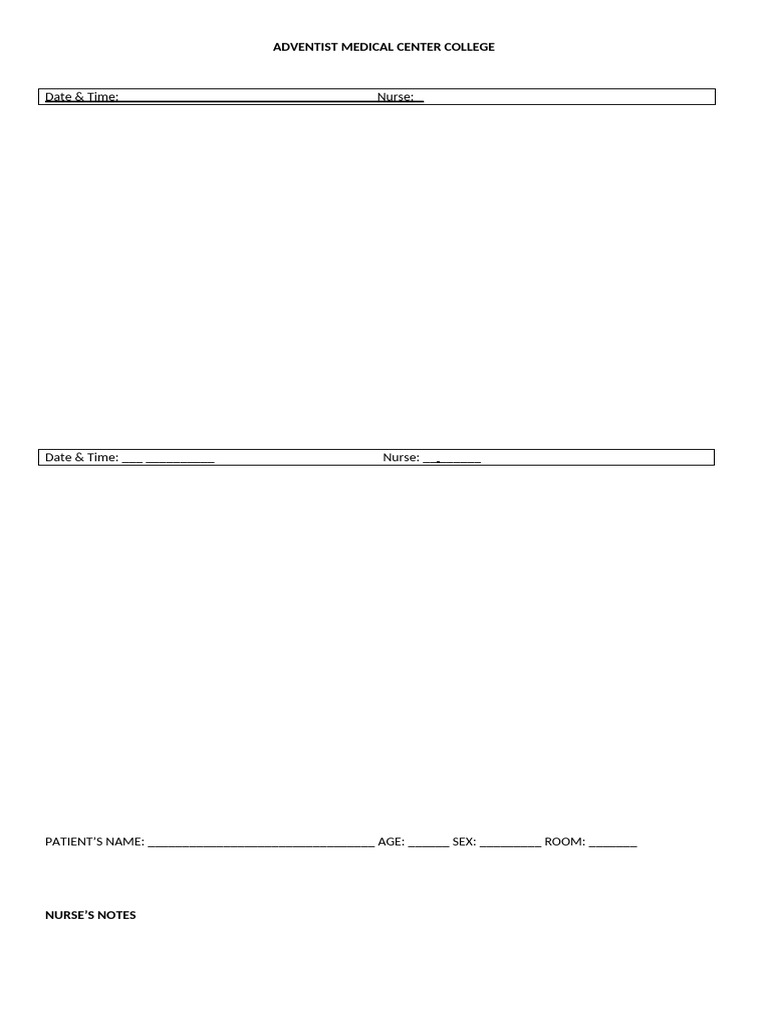 Nurse Progress Notes Template | PDF