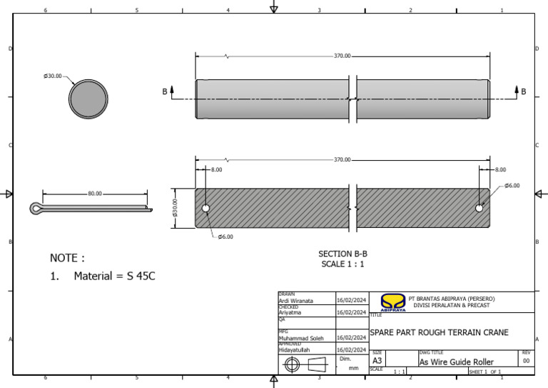 As Wire Guide Roller Design Drawing | PDF