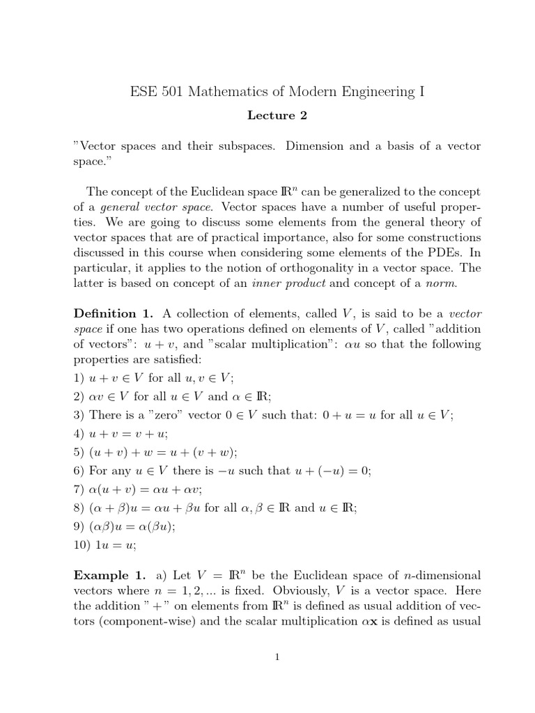 Engineering Vector Spaces Basics | PDF | Basis (Linear Algebra ...