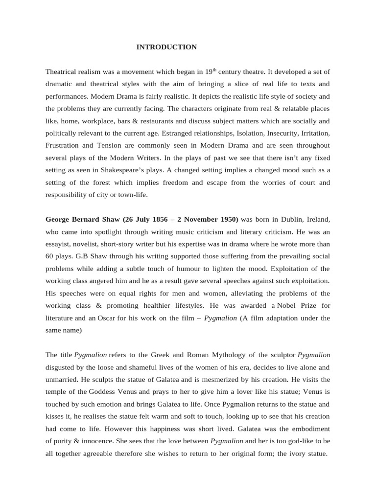 Analysis of pygmalion by g b shaw pdf pygmalion play 