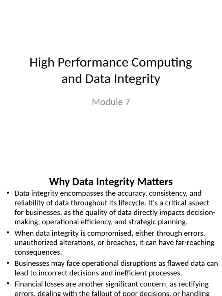 19-Integrity of High Performance Systems-11!11!2024 | PDF | Computer ...