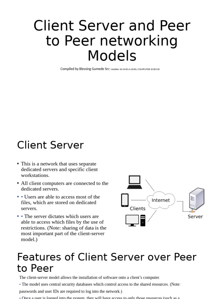 Client-Server vs Peer-to-Peer Models | PDF | Client–Server Model | Peer ...