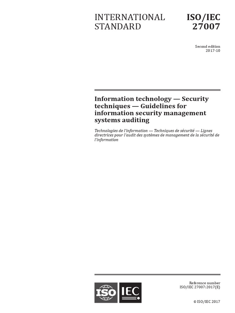 ISO 27007: Guidelines for Auditing | PDF | International Organization ...