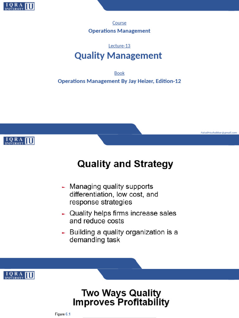 Quality Management in Operations | PDF
