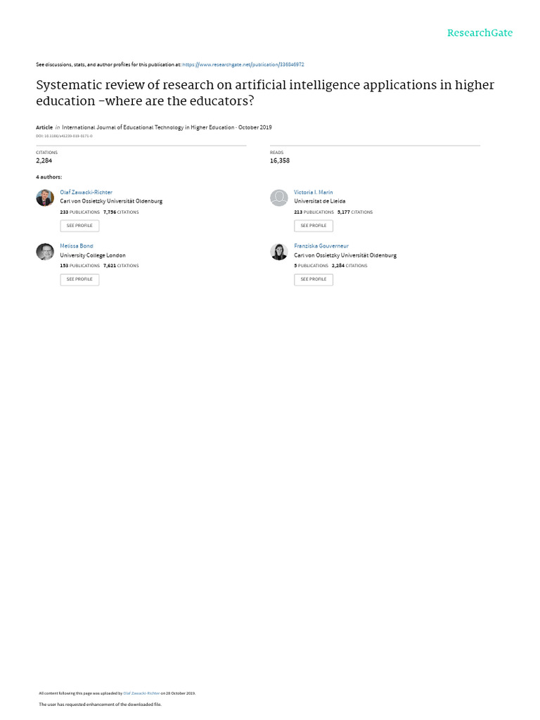 AI in Higher Education: A Systematic Review | PDF | Artificial ...