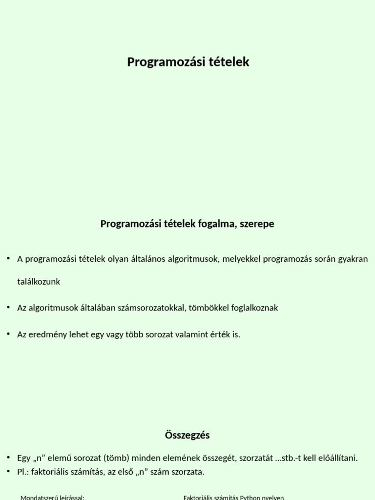 Egyszerű Programozási Tételek | PDF