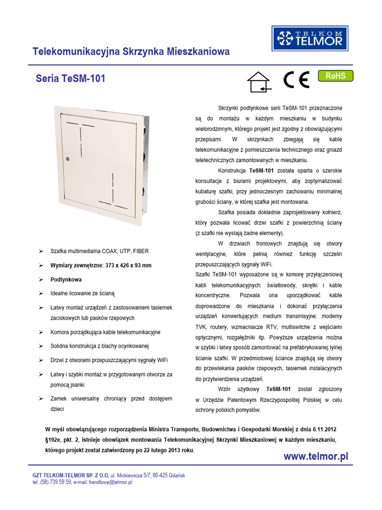 TeSM-101x Karta Katalogowa | PDF