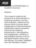 Self-Motivation's Role in Academic Success | PDF | Motivational ...