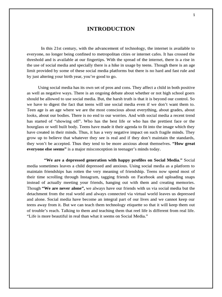 Impact of Social Media on Teenagers | PDF | Social Media | Popular ...