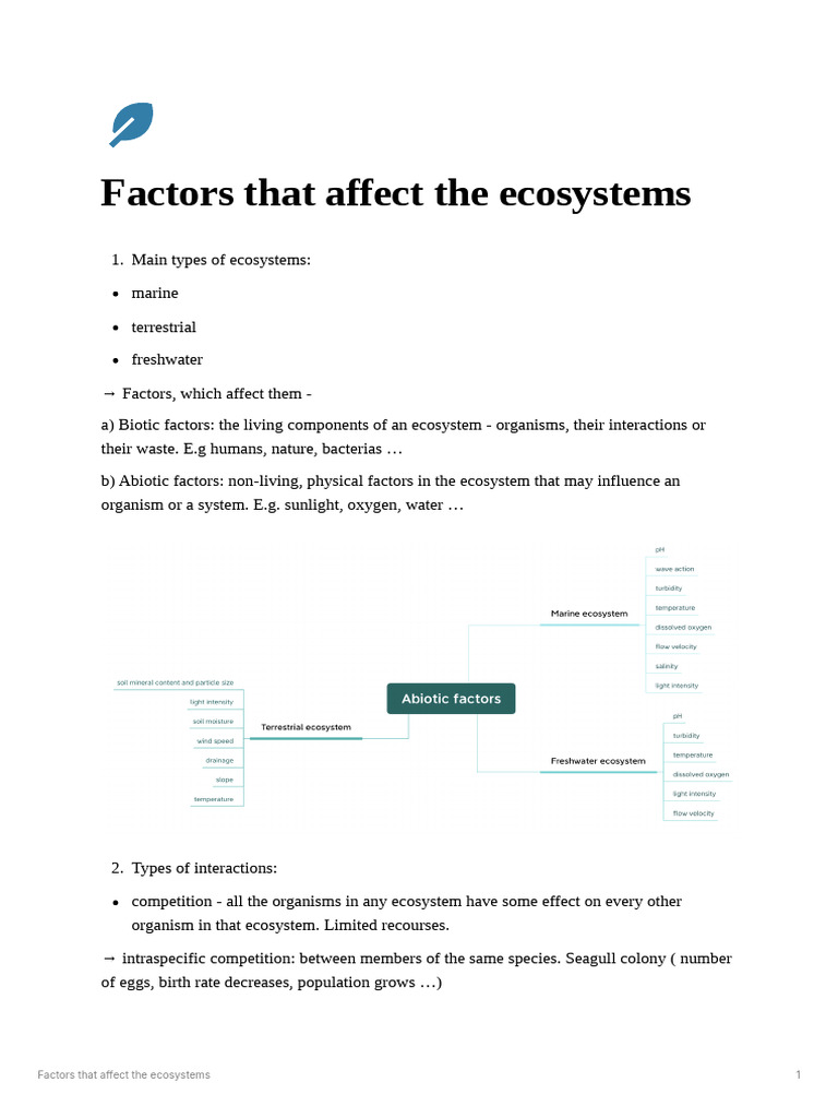 Key Factors Influencing Ecosystems | PDF
