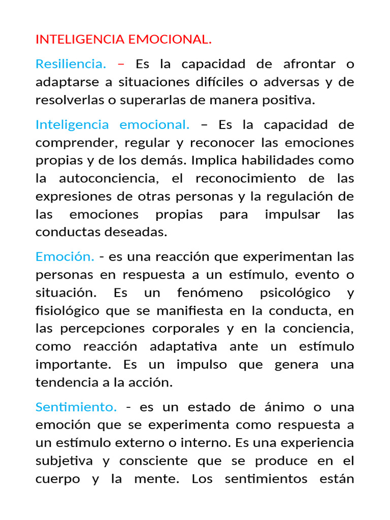 Inteligencia Emocional y Resiliencia | PDF | Las emociones ...