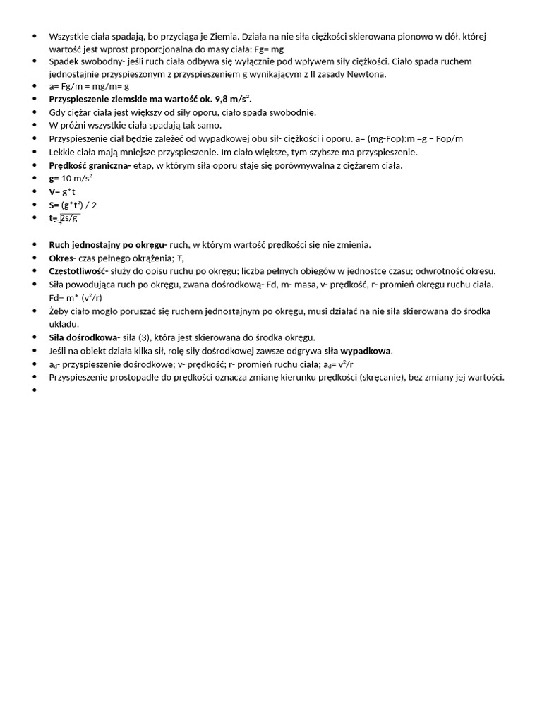 Test Fiza Dział 2 | PDF