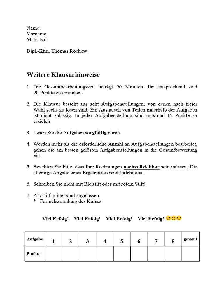 Musterklausur 5 Mathematik - Sommersemester 2023 - 2. Termin-Neu | PDF