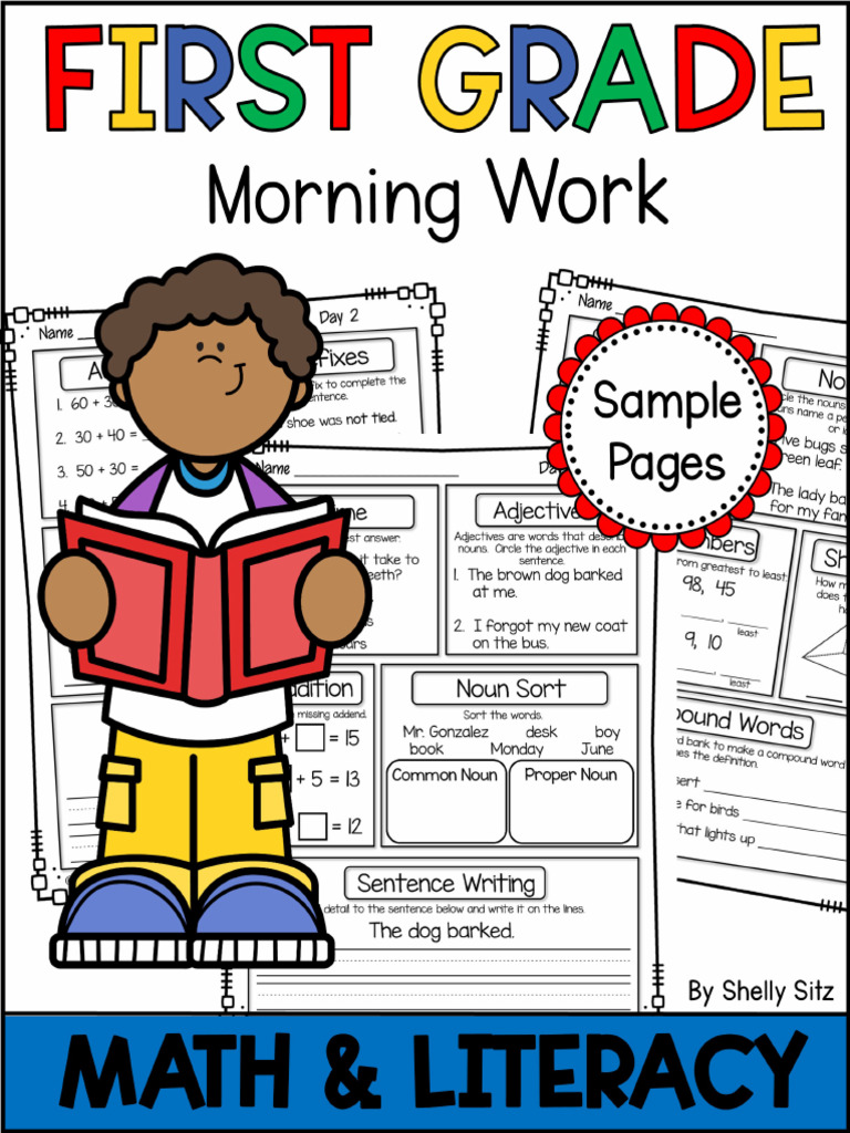First Grade Morning Work Free Mathand ELASpiral Review Homework 1 ST ...