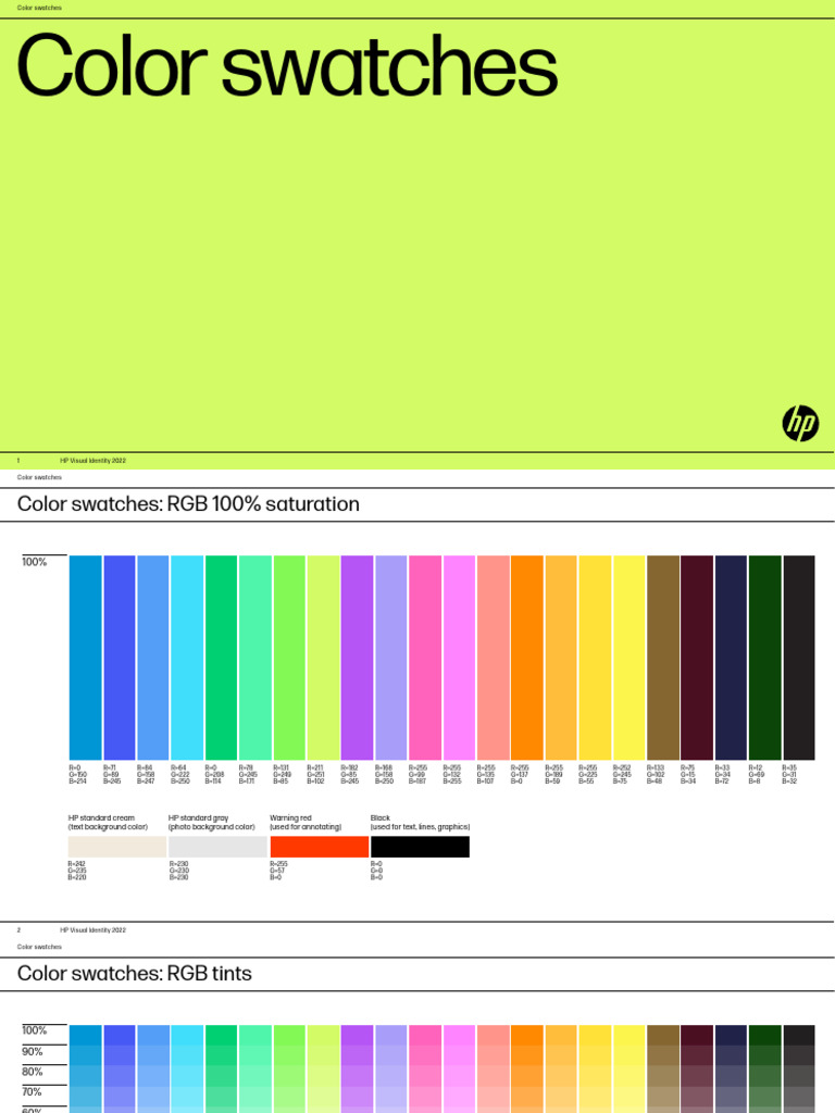 HP Color Swatches 2.0 | PDF | Color | Rgb Color Model
