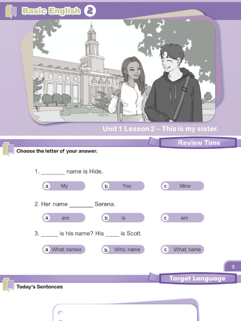 BasicEnglish2 U1 L02 LessonSlides | PDF