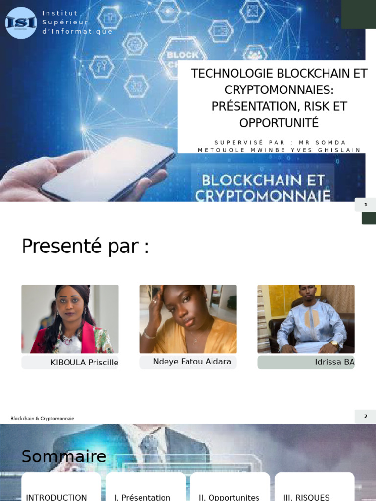 Technologie Blockchain Et Cryptomonnaie Présentation, Risque Et ...