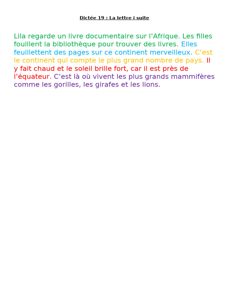 Dictées sur l'Afrique et la nature | PDF | Lion | Océan Atlantique