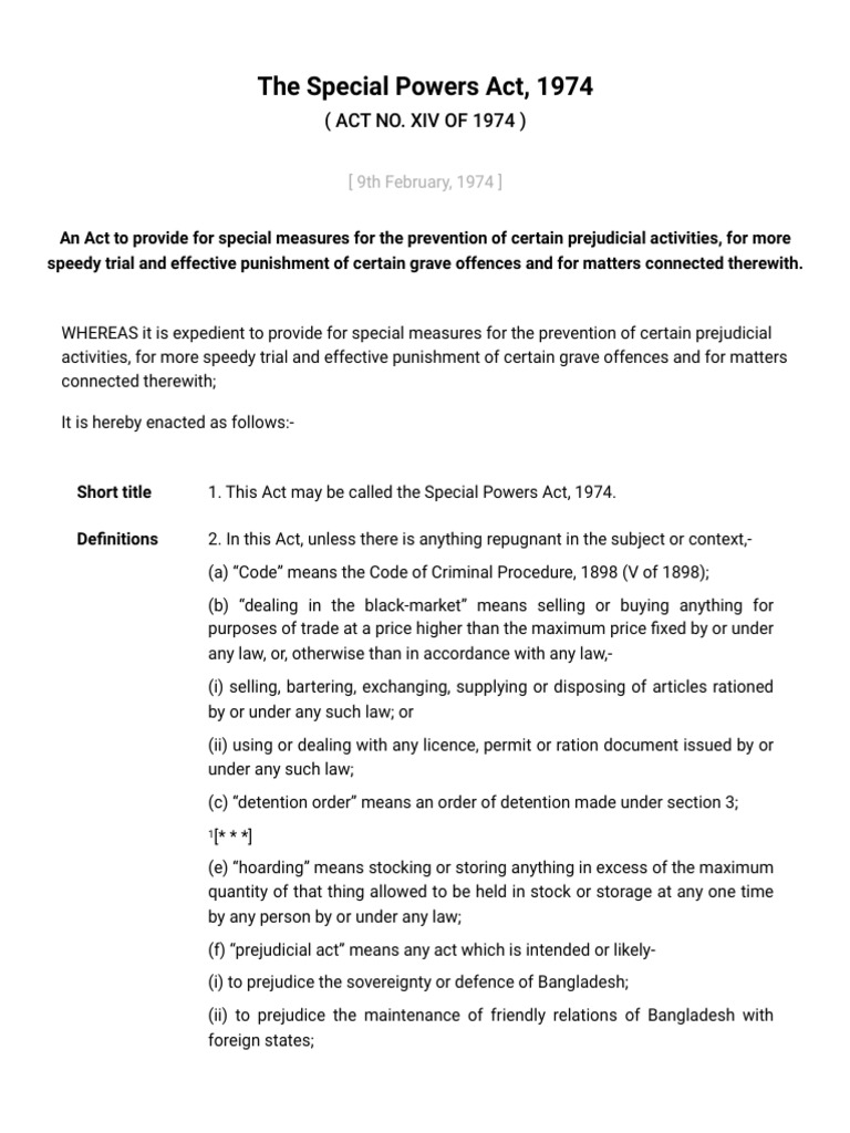 The special powers act 1974 pdf detention imprisonment bail