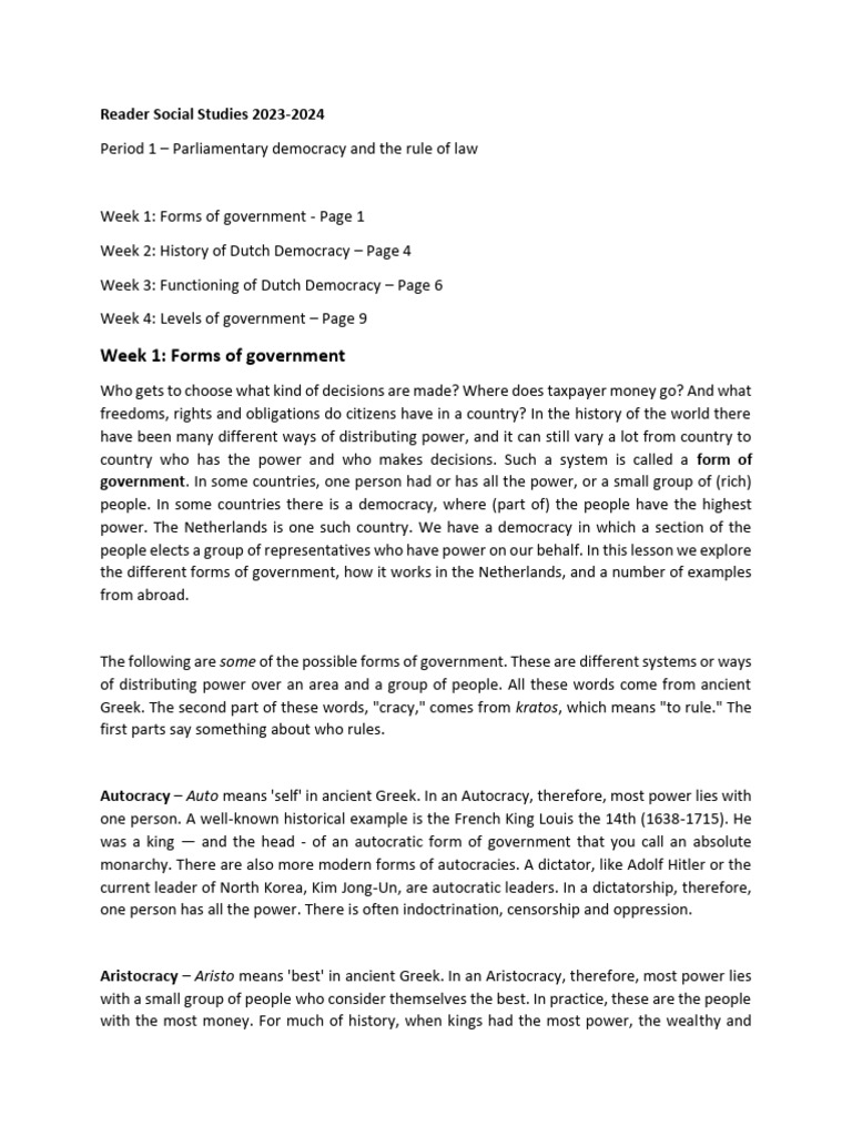 Dutch Democracy: Government Forms Explained | PDF | Democracy ...
