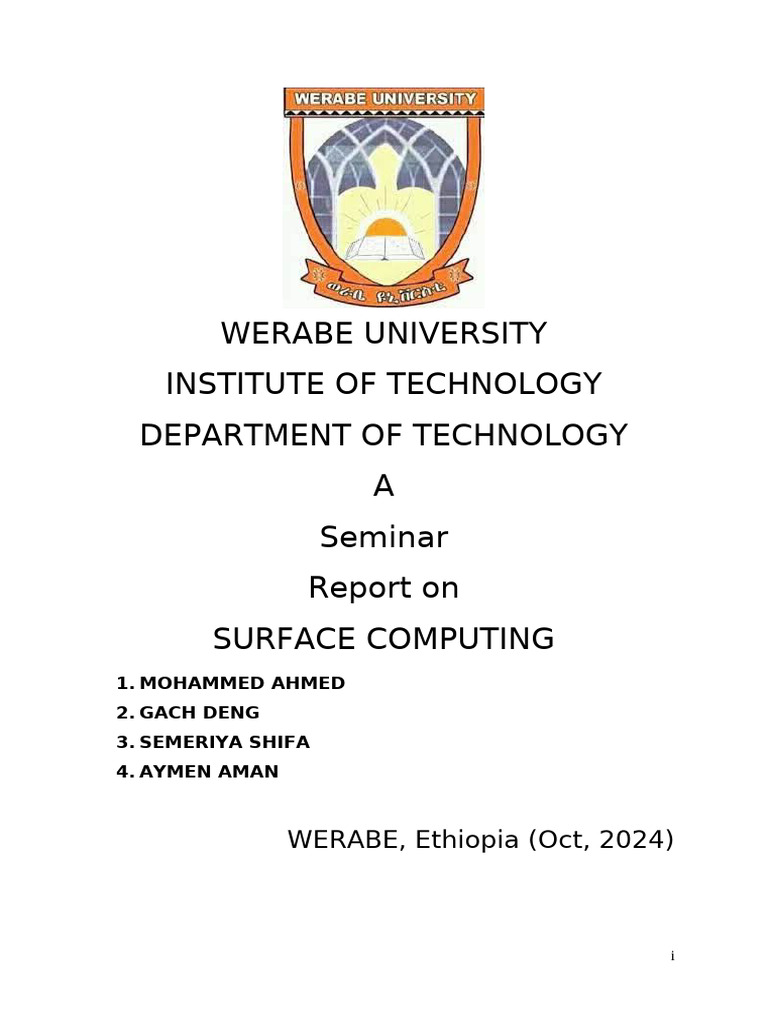Seminar Report on Surface Computing | PDF | Touchscreen | User Interface