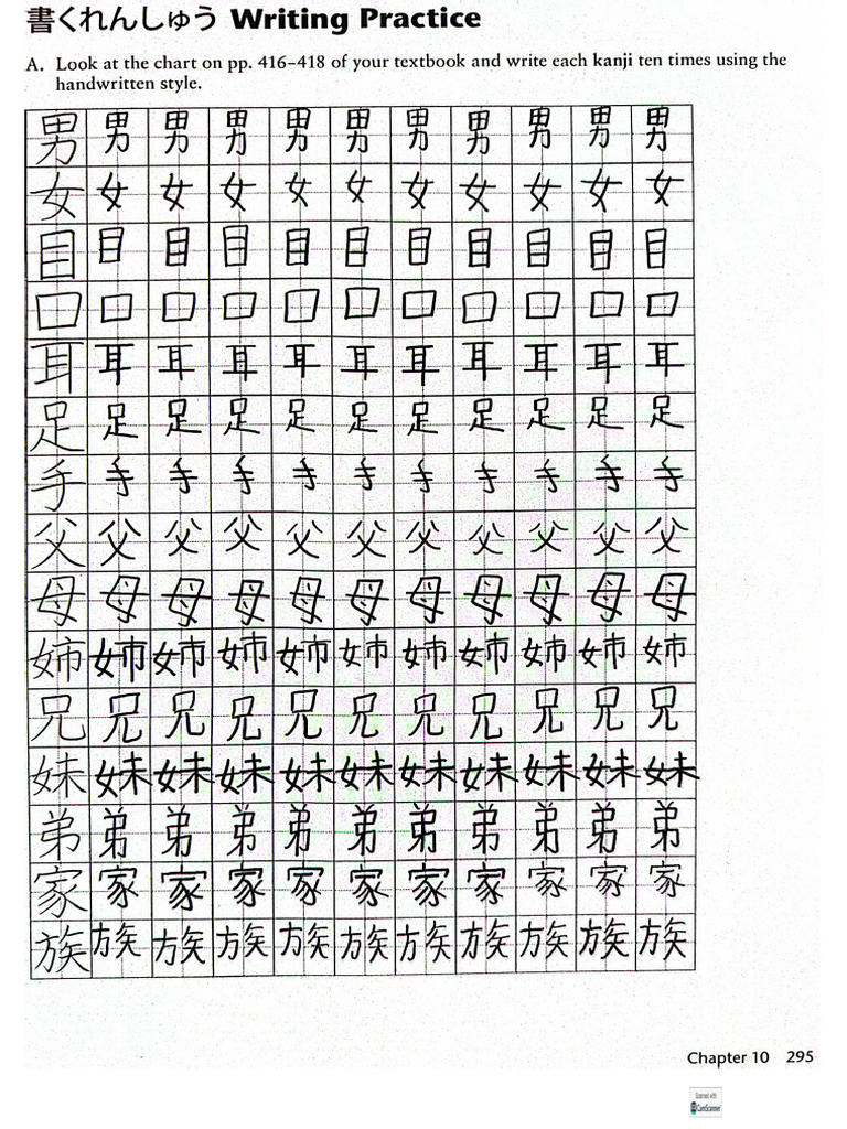 SAM Kanji Writing Practice P. 295-296 | PDF