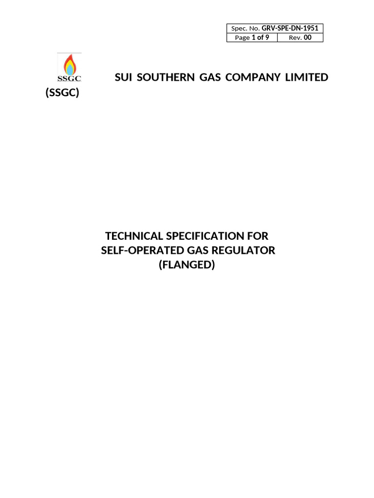 Technical Specs for Gas Regulator | PDF | Specification (Technical ...