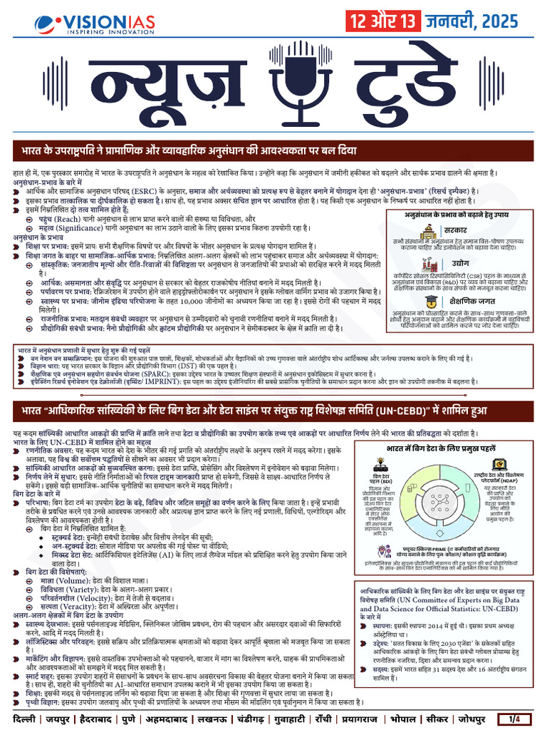 VisionIAS Daily Current Affairs 12 & 13 January 2025 | PDF