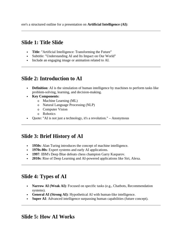 AI Presentation Outline and Insights | PDF | Artificial Intelligence ...