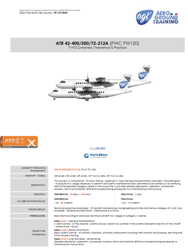 ATR 42/72 Type Rating Course Details | PDF | Aircraft | Aviation